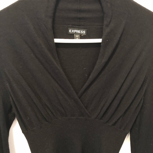 Express Black Fitted V-Neck Sweater Sz Small - Picture 3 of 6
